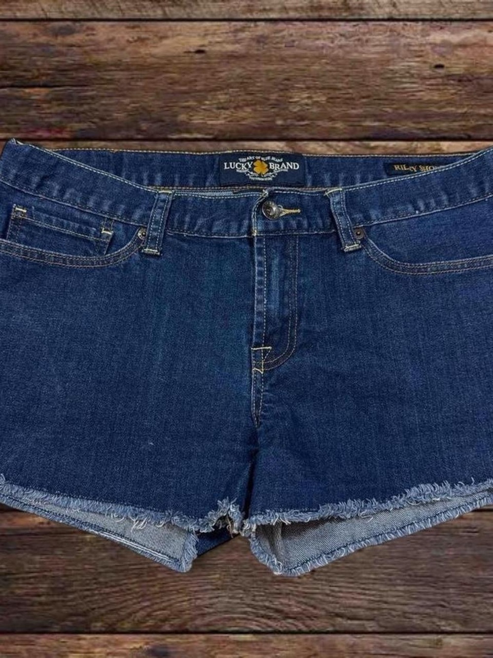 Lucky Brand Indigo Frayed Hem Denim Cutoff Shorts